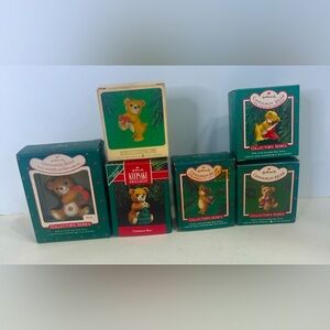 Vintage Hallmark Cinnamon Bear Porcelain Bear Series Ornaments #2-6 & #8